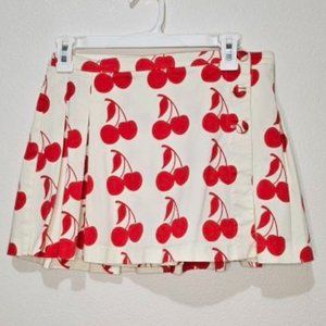 Luella for Target Preppy Cherry Pleated Button Wrap Mini short Skirt Red